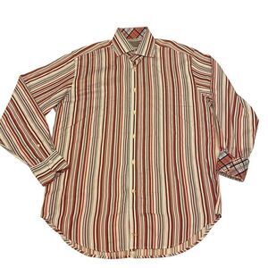 Thomas Dean Striped Long Sleeve Button Down Shirt Sz M‎